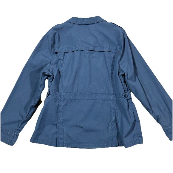 LL Bean Womens Jacket Blue Utility Field Chore Military Safari Canvas Size Large - Picture 10 of 12